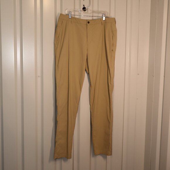 Lululemon Mens Commission Classic Tapered Golf Pants Ventilated Tan Size 36 - Picture 1 of 12